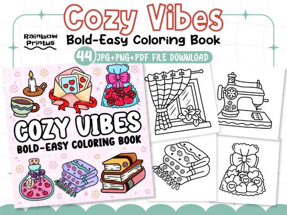 Cozy Vibes: Bold and Easy Coloring Book ❤️