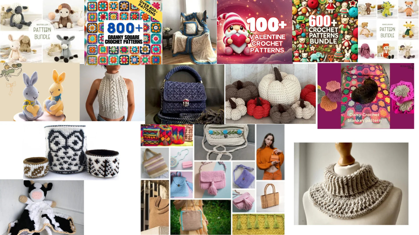(2400+Patterns)🧶✨ The Ultimate Crochet Pattern Mega Bundle – Every Product from the Store in One Exclusive Offer! 💥🧶