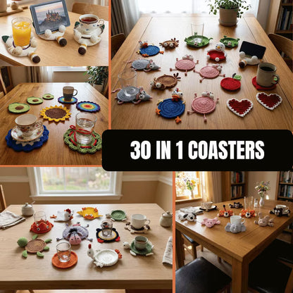 Animal Crochet Coaster Pattern Bundle (30 Designs) 🧶✨ | Amigurumi Mug Coasters 🐼 | Instant PDF ⚡