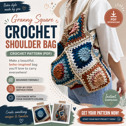 Granny Square Crochet Shoulder Bag Pattern (PDF)