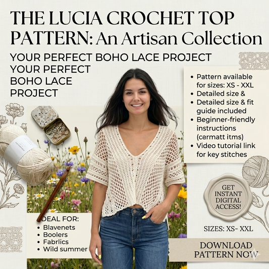 LUCIA Crochet top pattern - Crop top pattern- Beach cover-up, Festival top-Boho lace top- sizes: XS-XXL