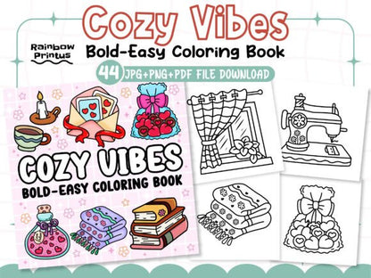 Cozy Vibes: Bold and Easy Coloring Book ❤️