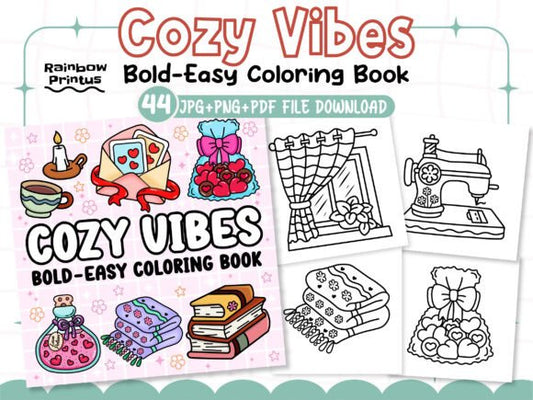 Cozy Vibes: Bold and Easy Coloring Book ❤️