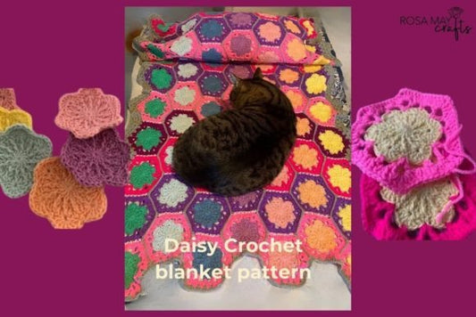 Daisy Floral Crochet Blanket PDF, Croche