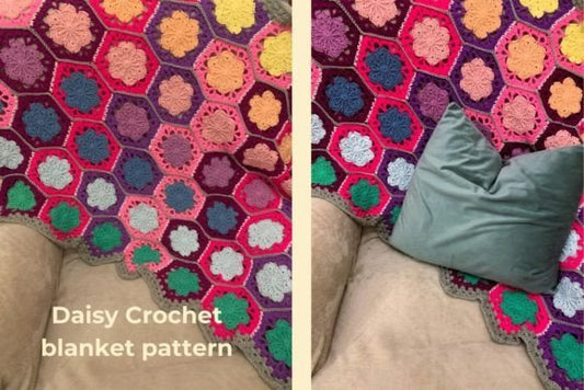 Daisy Floral Crochet Blanket PDF, Croche