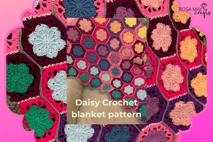 Daisy Floral Crochet Blanket PDF, Croche