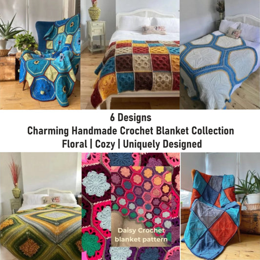 (6 Designs)🌸 Charming Handmade Crochet Blanket Collection – Floral 🌼 | Cozy 🧶 | Uniquely Designed 🌸