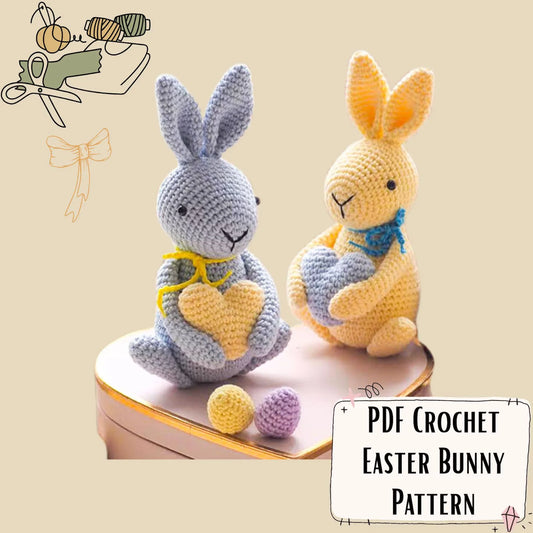 PDF Crochet Easter Bunny and Heart Amigurumi Pattern
