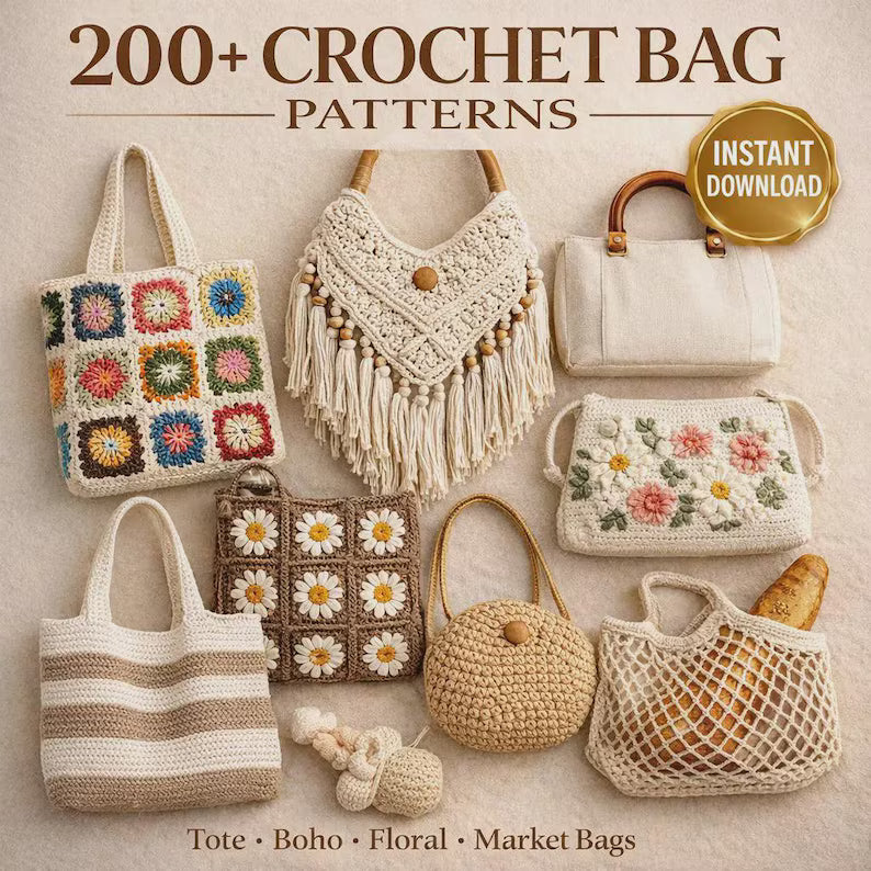 ✨🧶 Mega Crochet Patterns Bundle 🎁 🐻 Amigurumi | 🧵 Granny Squares | 👶 Baby | 👜 Bags | 🔑 Keychains ⚡ Instant PDF Download – Start Crafting Today!