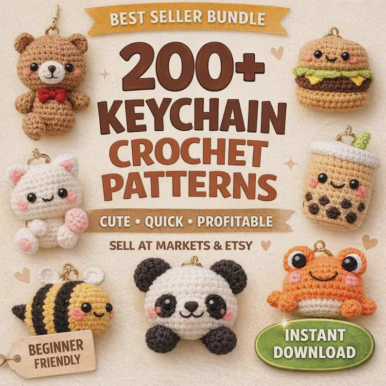 ✨🧶 Mega Crochet Patterns Bundle 🎁 🐻 Amigurumi | 🧵 Granny Squares | 👶 Baby | 👜 Bags | 🔑 Keychains ⚡ Instant PDF Download – Start Crafting Today!